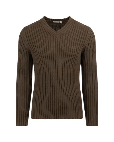 Helmut Lang military v-neck ribbed sweater 