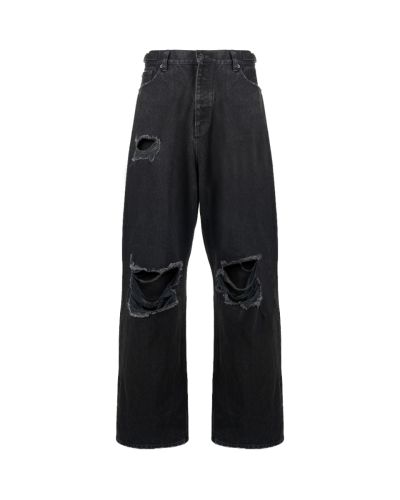 Balenciaga Destroyed wide-leg black denim pants