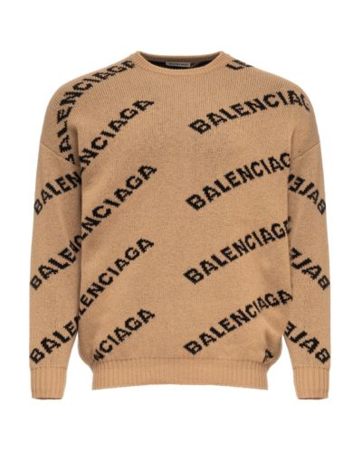 Balenciaga brown Allover logo sweater