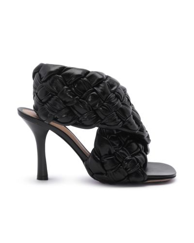 Bottega Veneta black crisscross woven board sandals