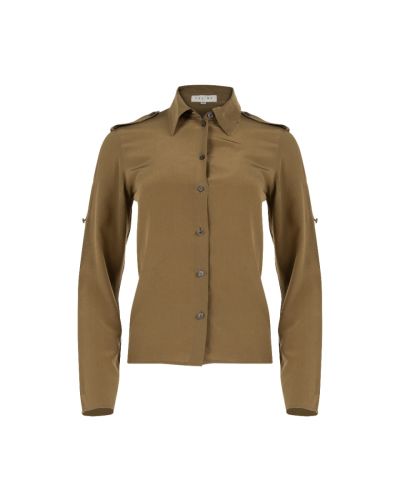 Celine military epaulets silk button-up shirt
