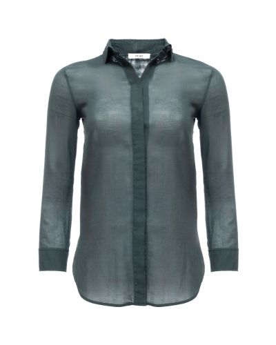 Celine sheer green button-up shirt