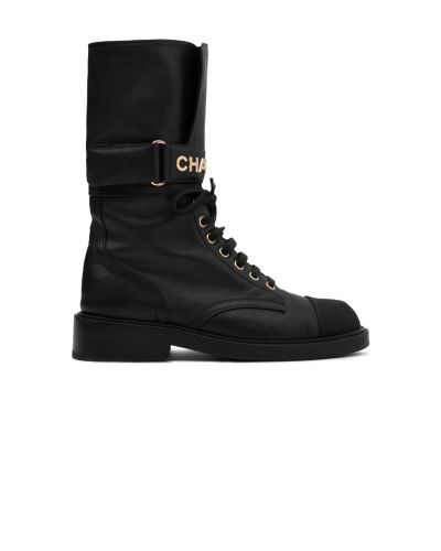 Chanel combat leather boots
