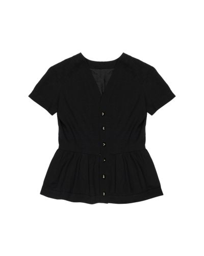 Chanel front pocket pleated blouse top