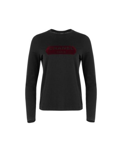 Chanel Uniform velvet logo spell-out long sleeve t-shirt