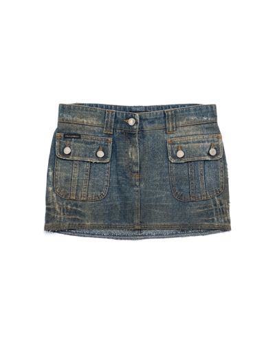 Dolce&Gabbana leather pocket denim mini skirt