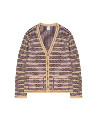 Dries Van Noten geometric rib purple cardigan sweater