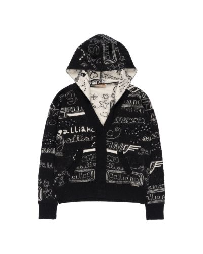 Galliano abstract spellout knitted cardigan