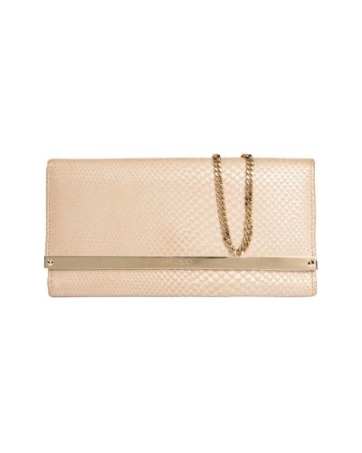 Jimmy Choo Milla snakeskin clutch on chain powder pink bag