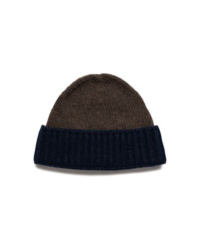 Loro Piana two-tone rib knitted cashmere brown/navy beanie