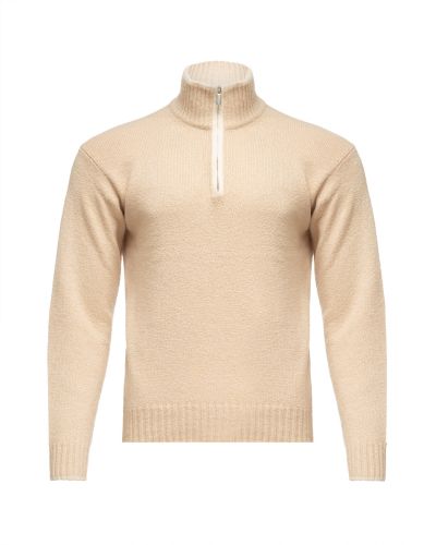 Loro Piana beige quarter-zip sweater