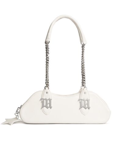 MISBHV chain white leather shoulder bag