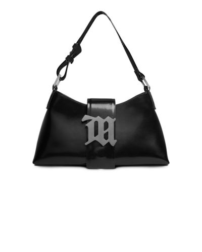 MISBHV metal logo plaque black leather shoulder bag