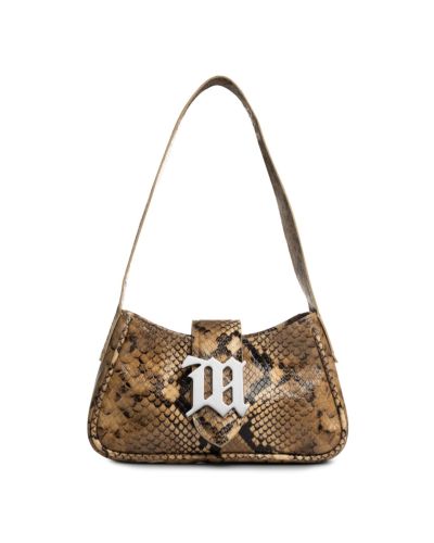 MISBHV metal logo plaque snake-embossed shoulder bag