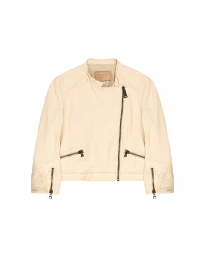 Prada beige lamb leather biker jacket