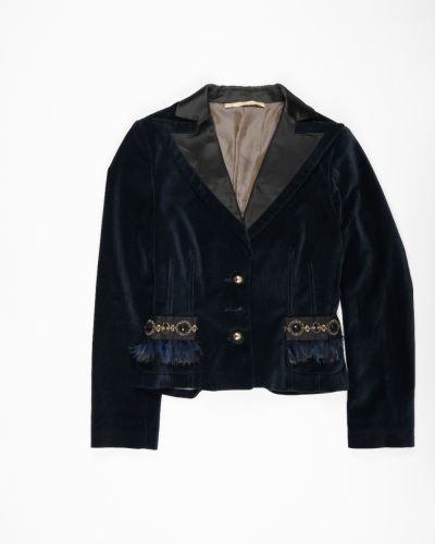 Roberto Cavalli Class jewel-embroidery velvet blazer jacket