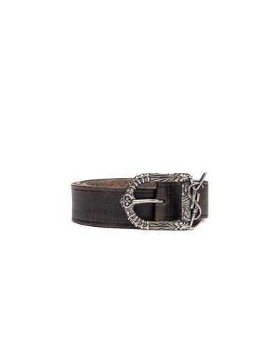 Saint Laurent Celtic western dark brown leather belt