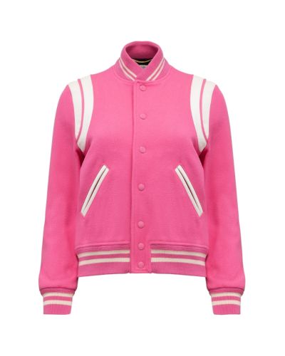 Saint Laurent pink wool teddy jacket