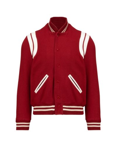Saint Laurent red wool teddy jacket