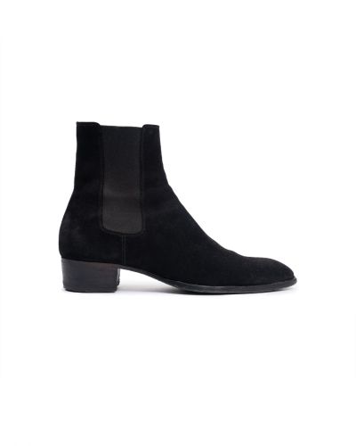 Saint Laurent Wyatt Chelsea suede black boots