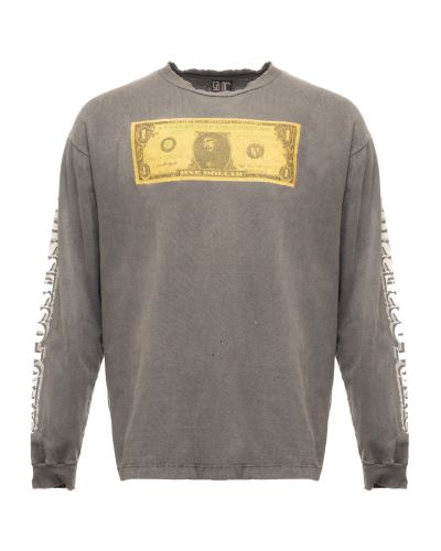 Saint Michael "Money Anxiety" washed grey long sleeve t-shirt