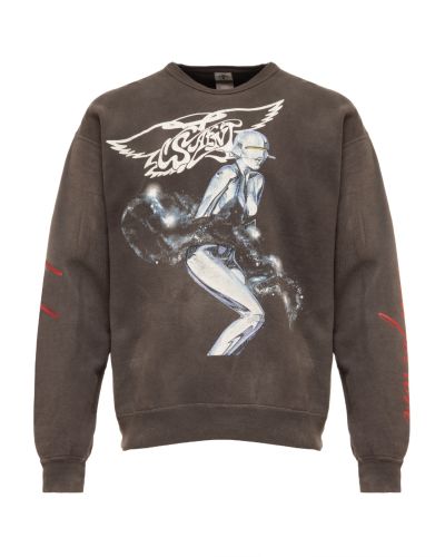 Saint Michael x Hajime Sorayama graphic washed grey crewneck sweater
