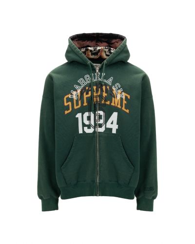 Supreme x MM6 Maison Margiela Dark Green zip-up hooded sweatshirt