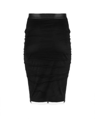 Tom Ford black tulle ruched pencil skirt