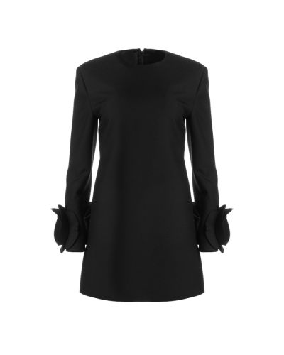 Valentino Garvani "Le Noir" floral ruffle-cuff mini dress