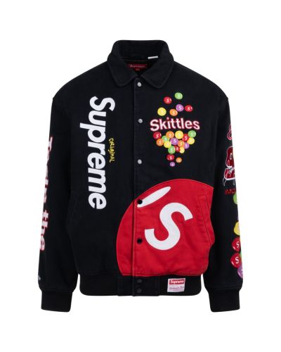 Supreme x Skittles embroidery varsity jacket