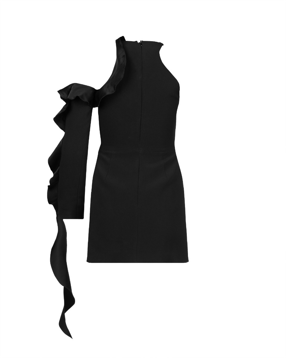 David Koma ruffled satin-trimmed crepe mini dress thumbnail