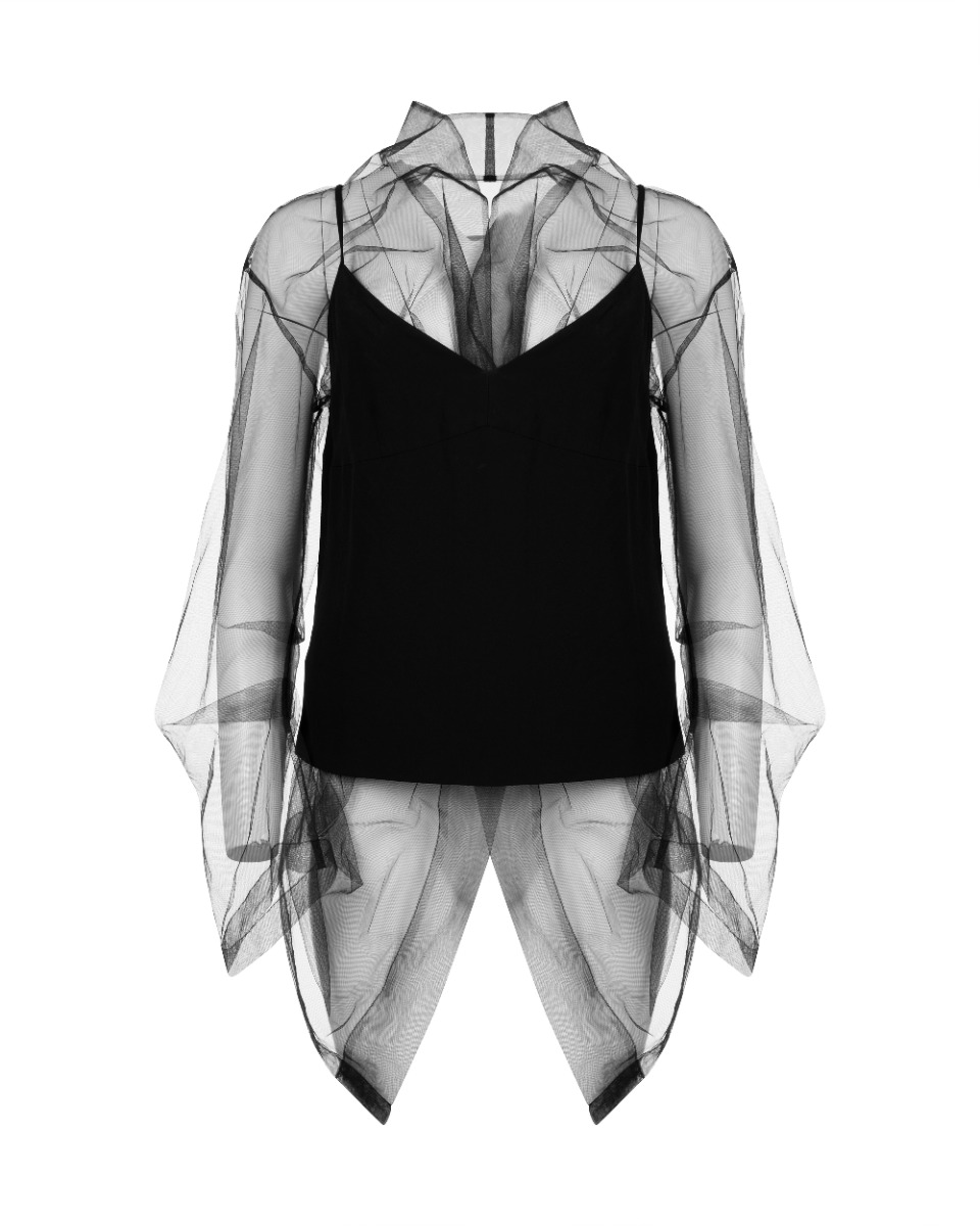 Dries Van Noten sheer double layered noir top thumbnail