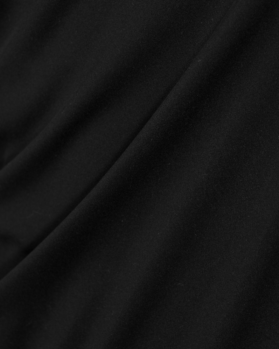 Ferragamo black asymmetric draped long sleeve dress thumbnail