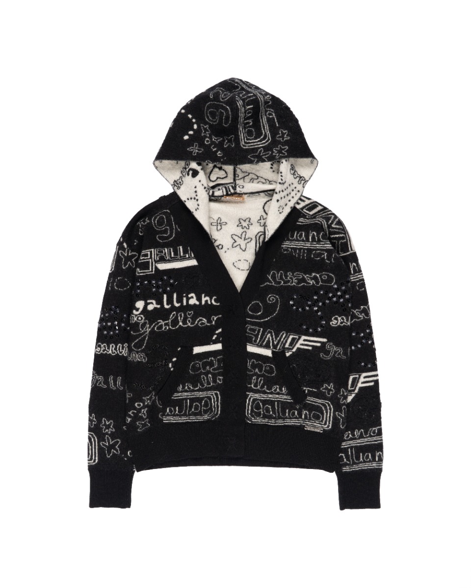 Galliano abstract spellout knitted cardigan thumbnail