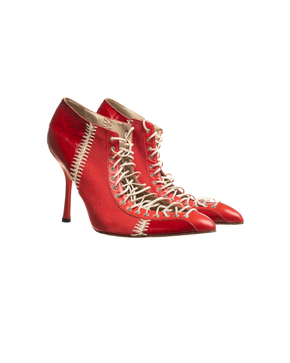 Gianni Versace pointed toe lace-up heels thumbnail