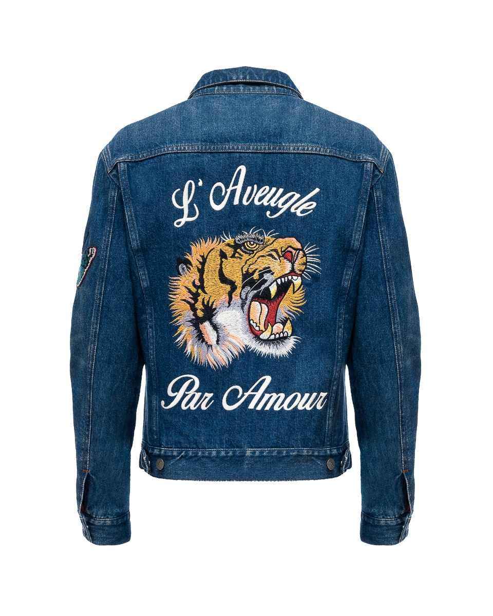 Gucci "L'Aveugle Par Amour" tiger denim jacket thumbnail