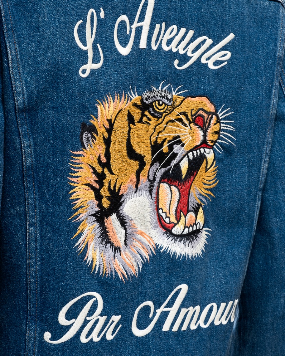 Gucci "L'Aveugle Par Amour" tiger denim jacket thumbnail