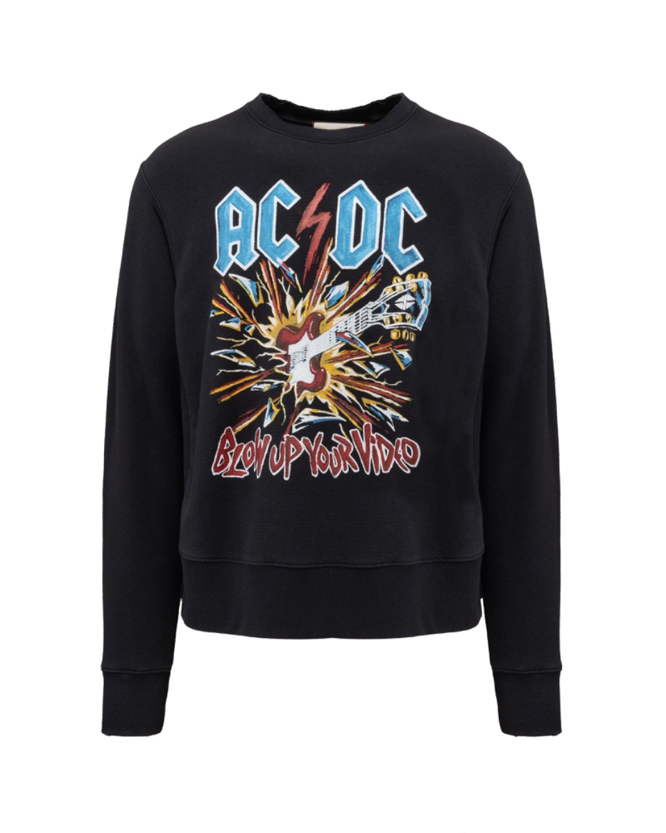 Gucci AC/DC "Blow Up Your Video" black crewneck sweatshirt thumbnail