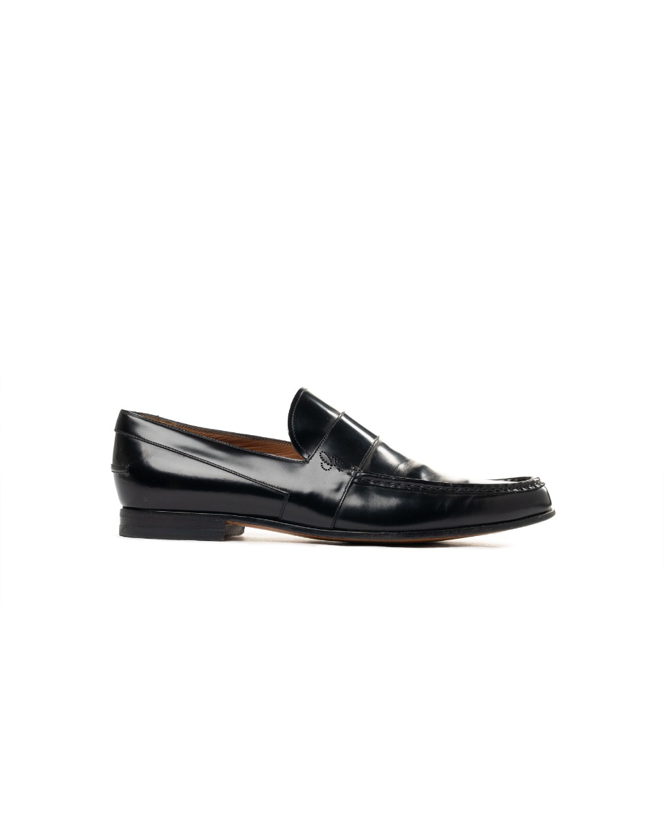 Gucci G-logo embossed black leather loafers thumbnail