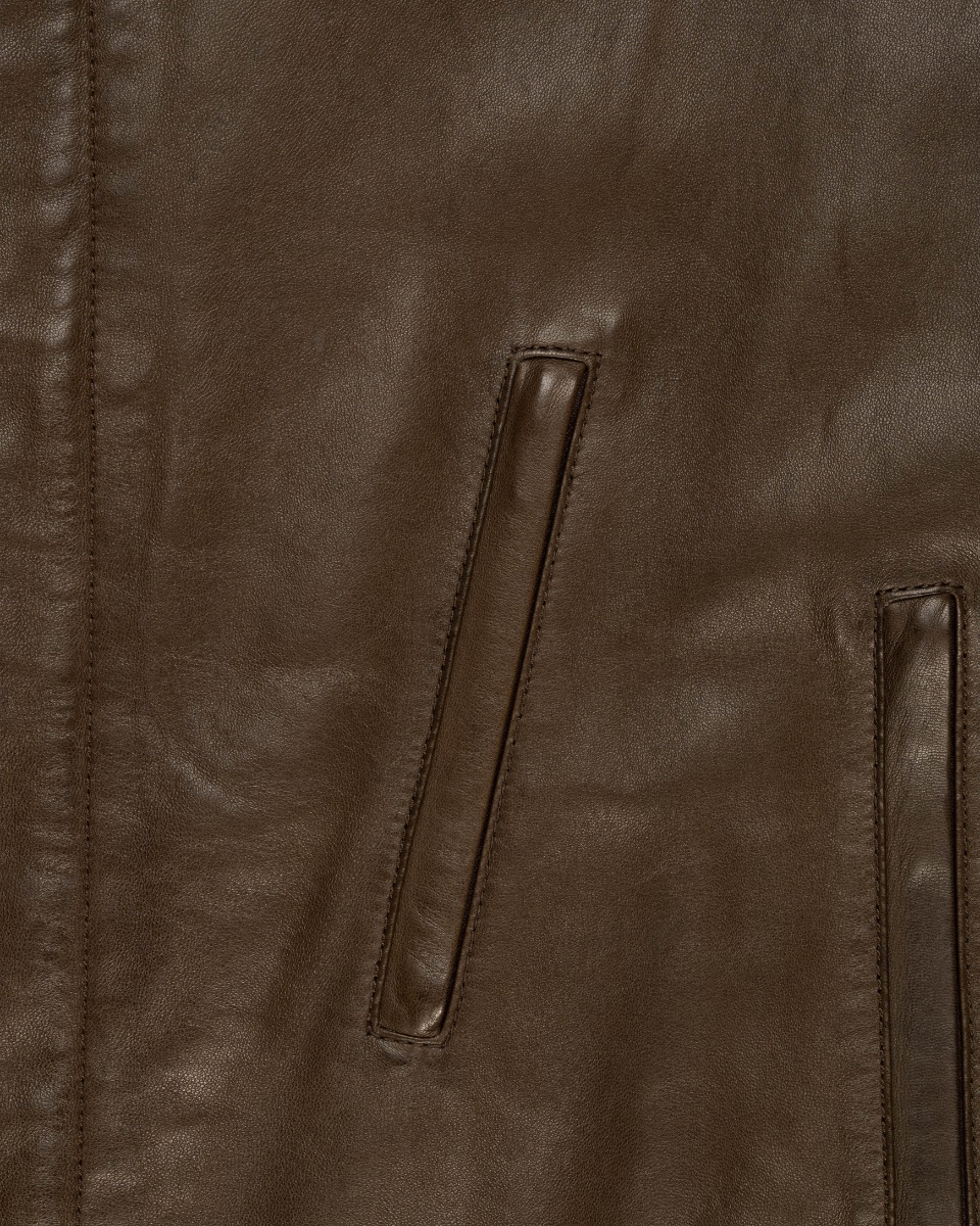 Gucci leather biker mud-brown jacket thumbnail