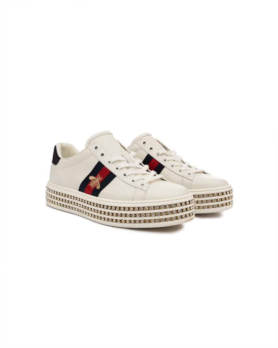 Gucci New Ace crystal platform sneakers thumbnail