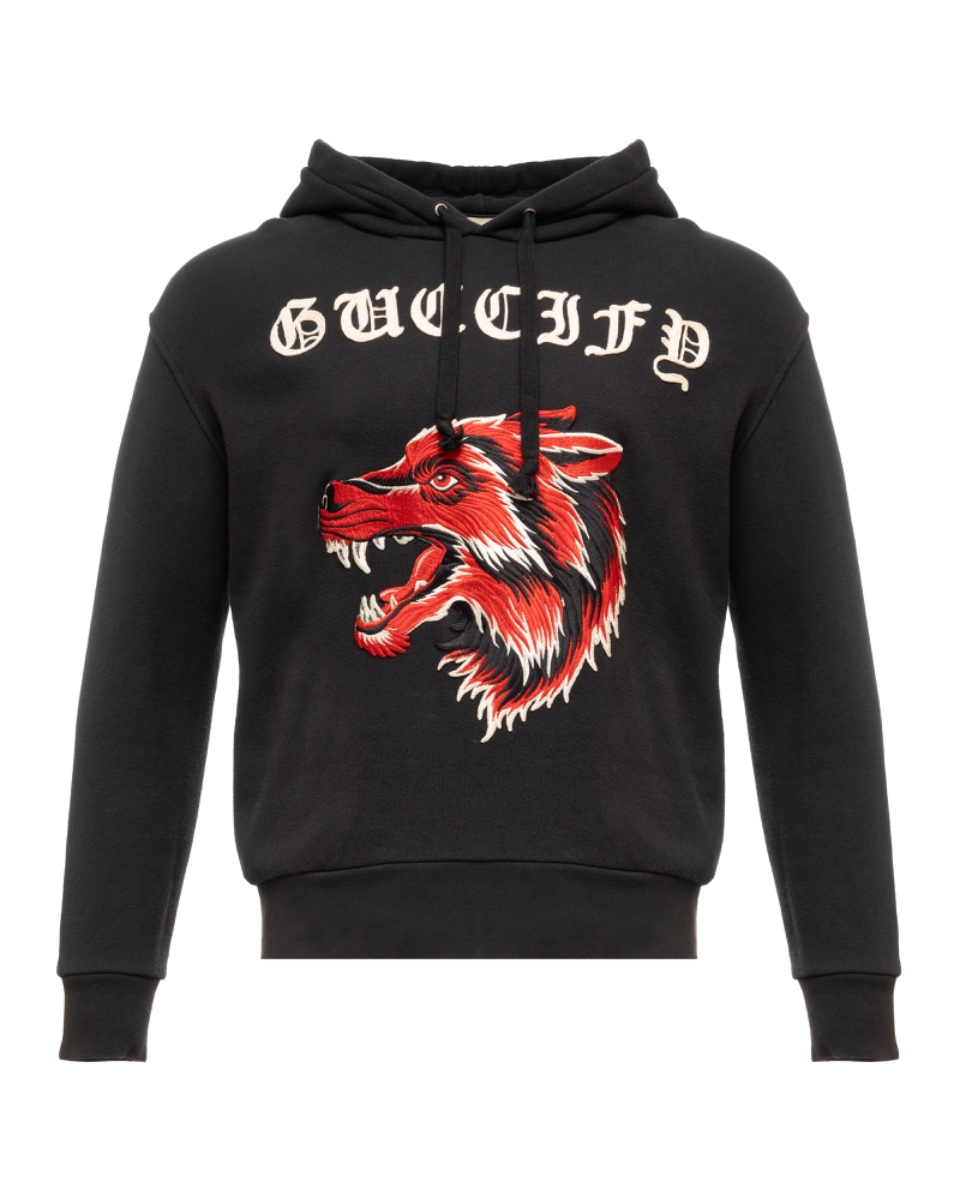 Gucci Guccify Wolf embroidered black hoodie  thumbnail