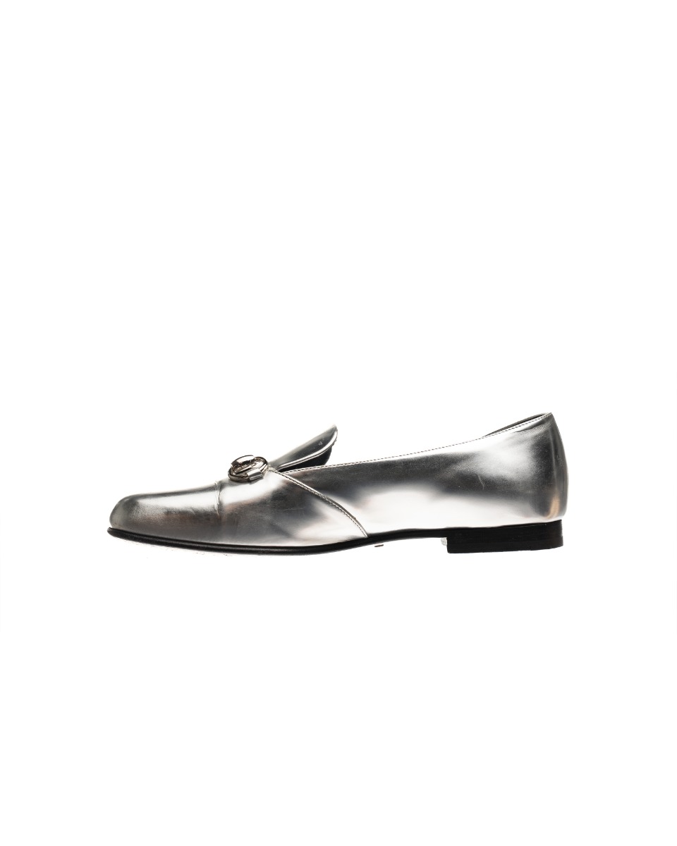 Gucci Jordaan Horsebit silver metallic loafers thumbnail