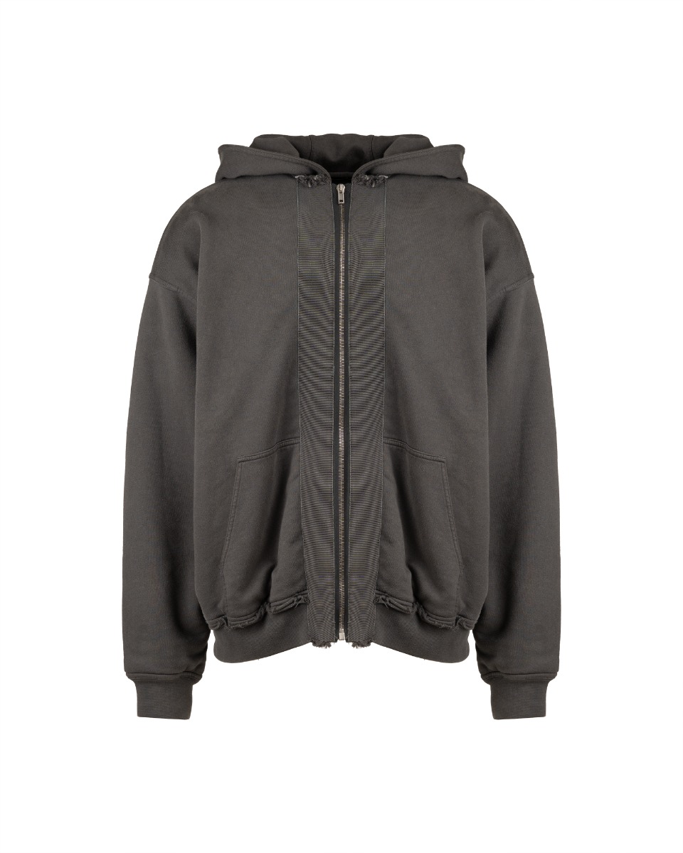 Haider Ackermann oversized double-layer dark-grey perth cotton zip sweatshirt thumbnail