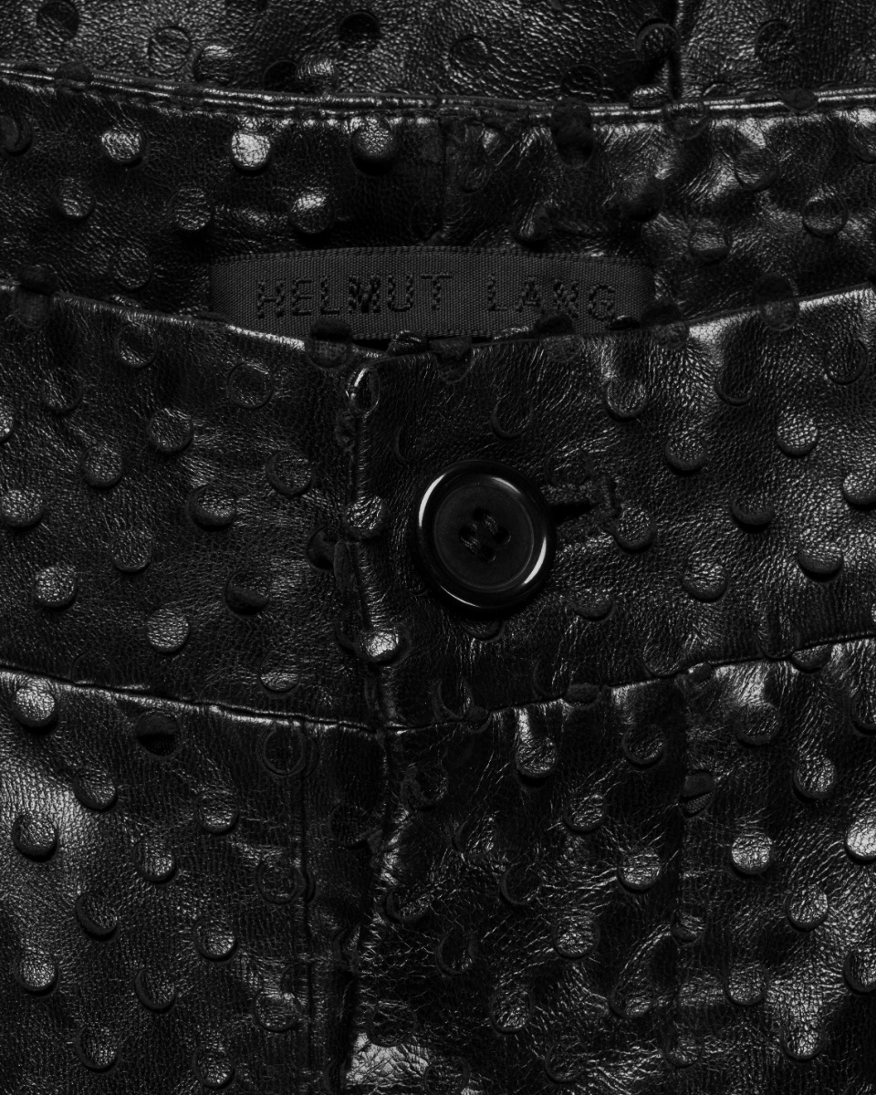 Helmut Lang Perforated black leather pants thumbnail