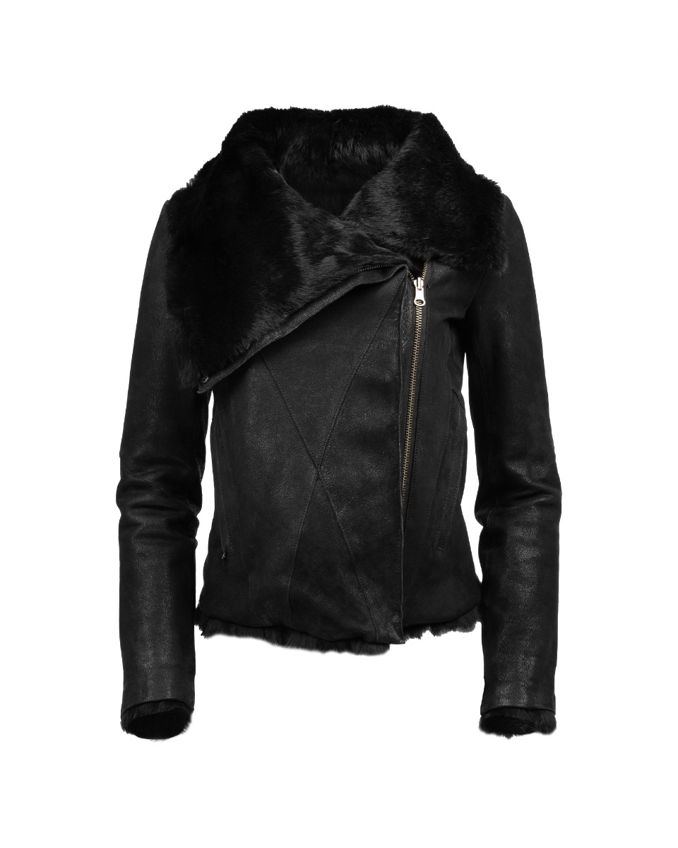Helmut Lang rabbit fur/lamb leather hooded jacket thumbnail