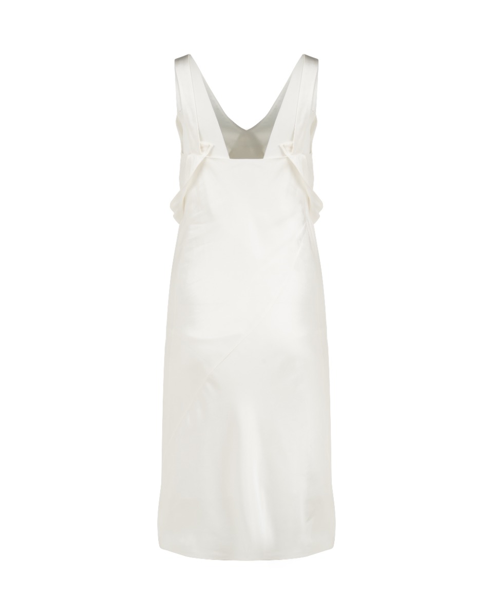 Helmut Lang Sash Ivory white double satin dress thumbnail