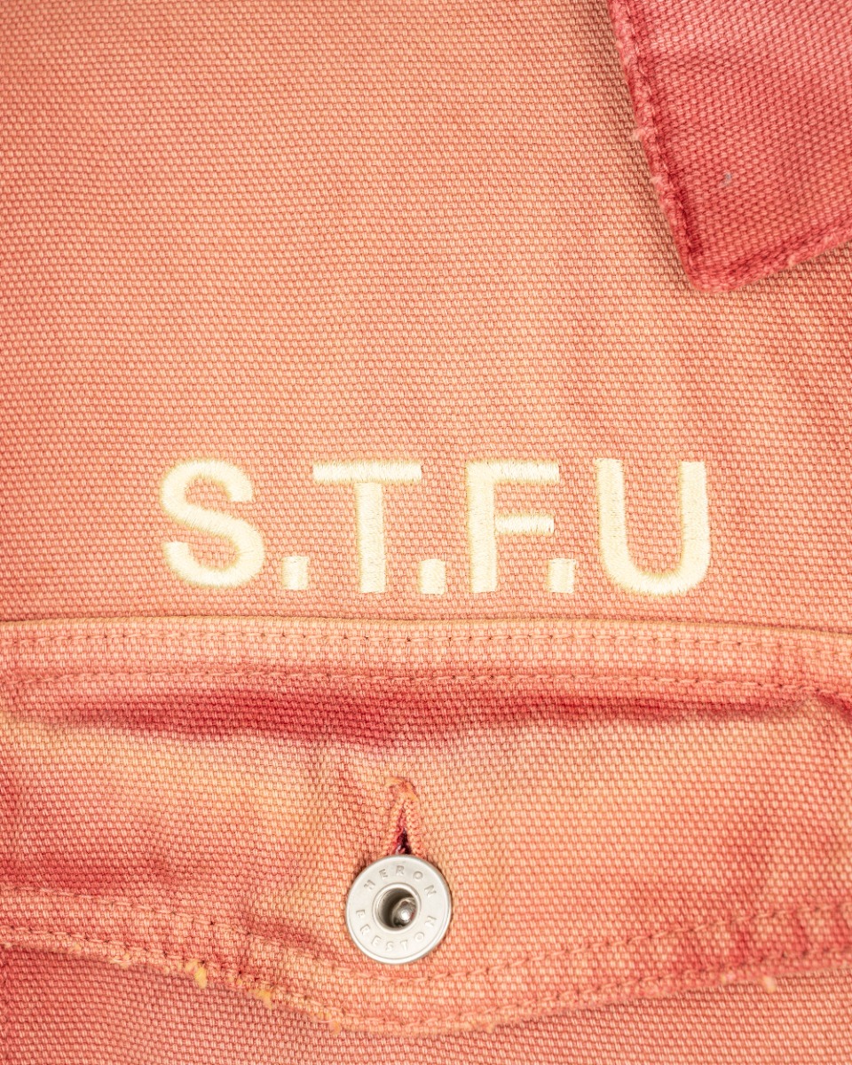 Heron Preston S.T.F.U. distressed faded canvas jacket thumbnail
