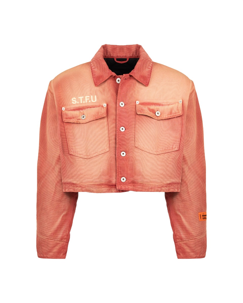 Heron Preston S.T.F.U. distressed faded canvas jacket thumbnail