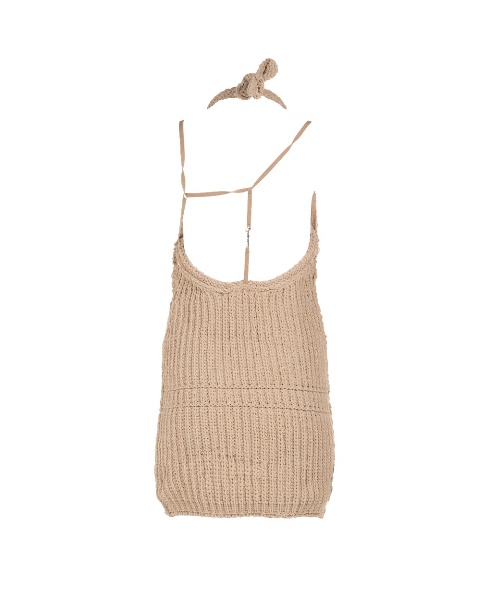 Jacquemus Halter neck knitted beige dress thumbnail